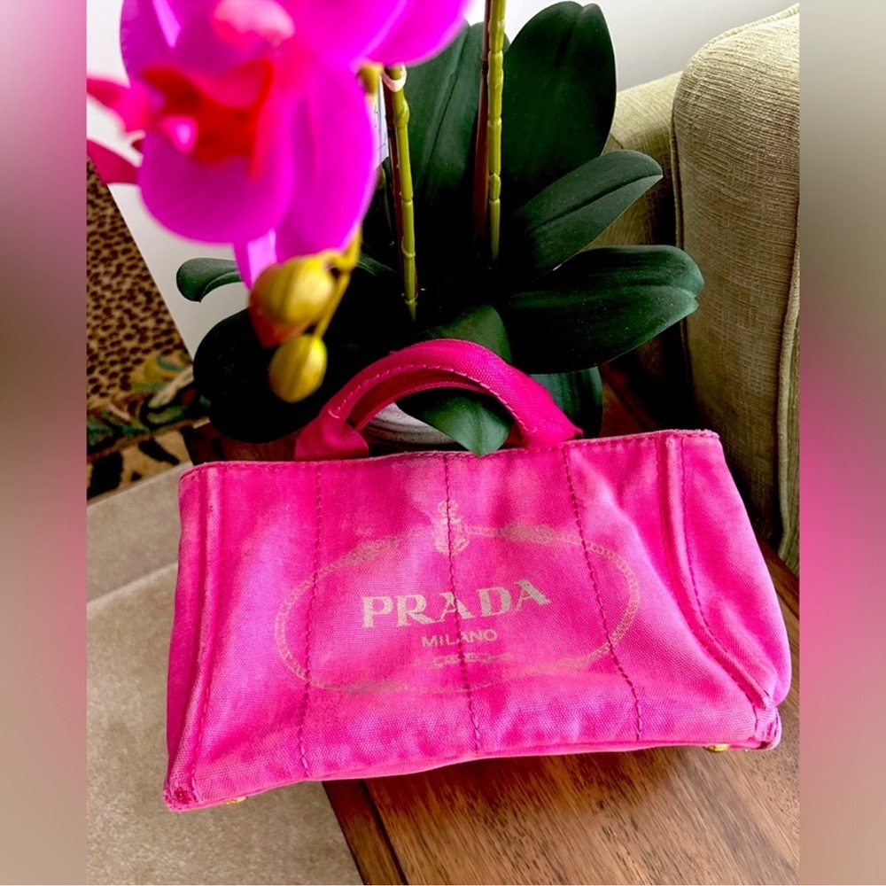 PRADA CANAPA  PEONIA CANVAS Mini Tote!  Pre-Loved